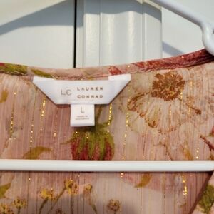 LC Lauren Conrad Floral Blouse - Pink and Gold